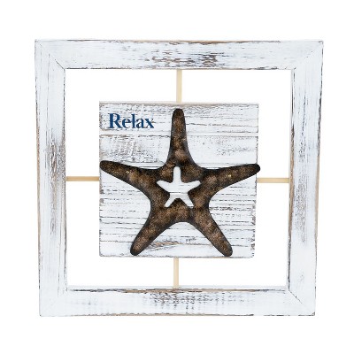  Beachcombers RELAX Cut Out Wood Coastal Plaque Sign Wall Hanging Decor Decoration For The Beach with Starfish 