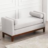 TROPOW Upholstered Bench - 53.5" W, Wood Legs, Bolster Pillows, Boucle Fabric, Caramel for Bedroom, Living Room, Entryway - 2 of 4