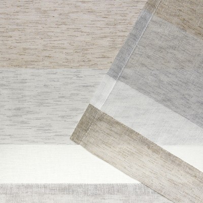 Bern Striped Light Filtering Polyester Rod Pocket Curtain Panels, 54"x96", Cafe