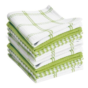 T-fal Coordinating Flat Waffle Weave Dish Cloth  Eight Pack  Green - 1 of 4