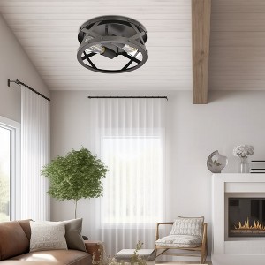 YANSUN 11.8 in. 2-Light Matte Black Flush Mount with Drum Shape - 1 of 1