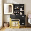 Vanity Desk Set, Dresser with Cushioned Stool, Makeup Vanity Set with 3 Lighting Colors, 4 Drawers and 5 Storage Shelves for Bedroom - 2 of 4