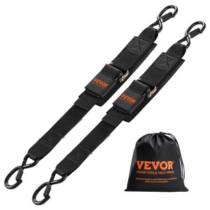 VEVOR Retractable Ratchet Straps, 2 in x 2 ft Ratchet Tie Down Straps with Security Lock S Hooks, 2 Pack Straps with 1500 lbs Break Strength, Black - 1 of 4