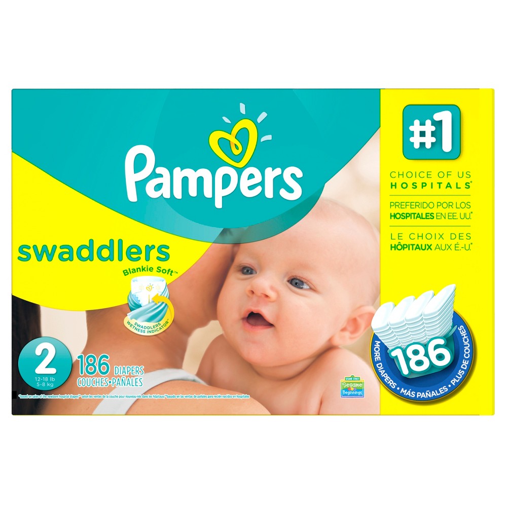 UPC 037000863830 product image for Pampers Swaddlers Diapers Economy Plus Pack Size 2 (186 Count) | upcitemdb.com