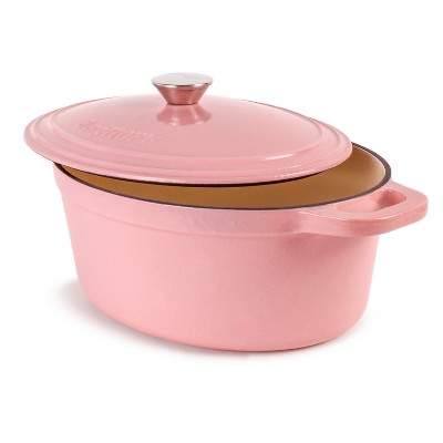 Pink Enameled Cast Iron Oval Dutch Oven, 5Qt