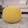 COWLOWN Knitted Cotton Round Pouf, Versatile Ottoman & Floor Cushion - 3 of 4