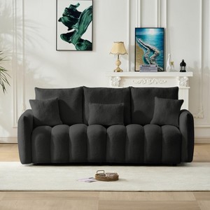 GDFStudio Miri Contemporary 78'' 3-Seater Teddy Upholstered Sofa with Pillows - 1 of 4