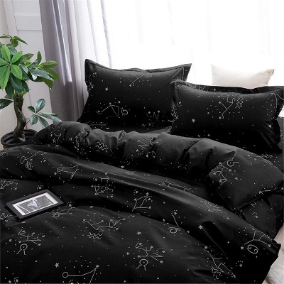 Acoinel Constellation Pattern Microfiber Bedding Set, Soft Wrinkle-Resistant Easy Care, Black — фото 8