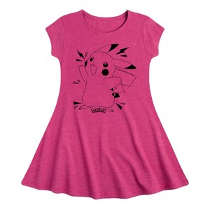 Girls' - Pokémon - Pikachu Dex Fit & Flair Cap Sleeve Dress - 1 of 3