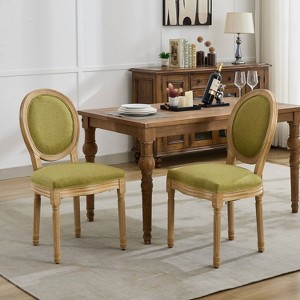 KTMBDW Farmhouse Fabric Chairs with Round Back, Dining Chairs Set of 2, Oval Side Chairs for Dining Room/Living Room - 1 of 4