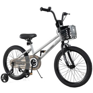 Costway 12"/14"/16"/18" Kid’s Bike with Training Wheels Adjustable Handlebar & Seat Handbrake Black/Pink/Silver - 1 of 4