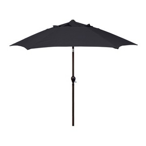 9' x 9' Aluminum Market Patio Umbrella with Crank Lift and Push Button Tilt Navy - Astella: Bronze Pole, Wind Vent, No Base - 1 of 4
