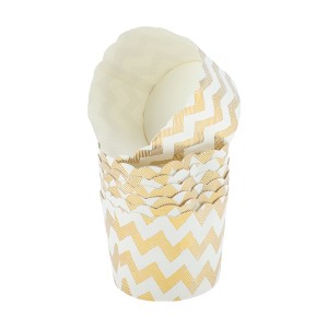 Unique Bargains Disposable Baking Cups Wood Pulp Paper PE Coating Gold Tone White 2.76"x2.17" 50 Pcs - 1 of 4