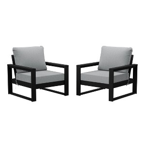 WestinTrends Montara Outdoor Modern HDPE Patio Club Chair with Waterproof Deep Seat Cushions (Set of 2) - 1 of 4