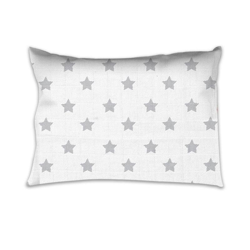 Bacati - Stars Gray Muslin 3 pc Toddler Bed Sheet Set 100 percent cotton, 5 of 7