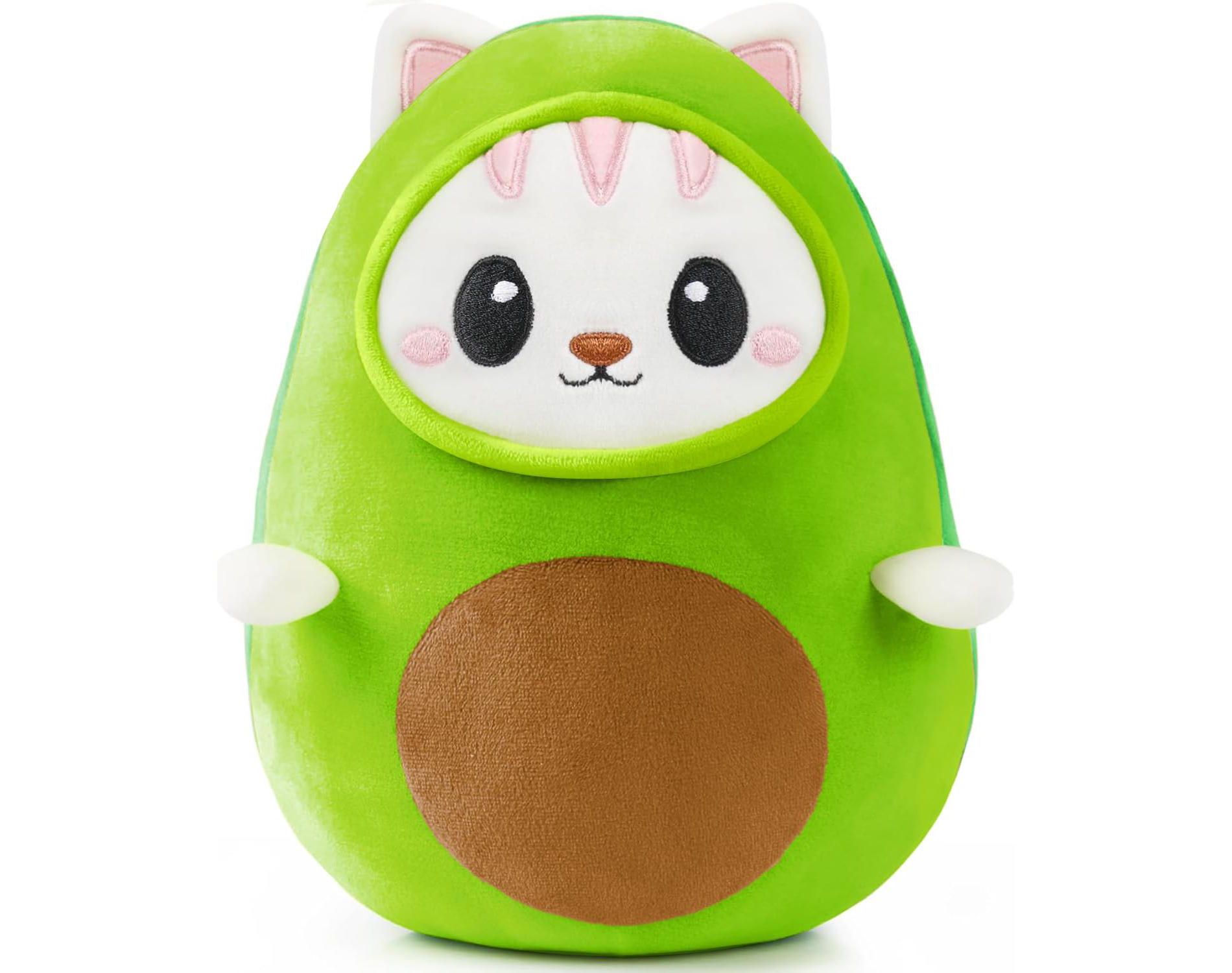 Joyfy Avocato Stuffed Animal, 9" Kawaii Cat Plush Toy, Soft Plushie Cute Toy for Kids and Adults, Easter Birthday Gift for Boys Girls 2 3 4 5 6