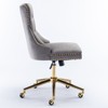 APRILSOUL Velvet Upholstered Tufted Button Home Office Chair with Golden Metal Base,Adjustable Desk Chair Swivel Office Chair - 4 of 4