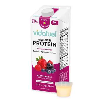 Vidafuel Protein Drink 16g Protein per 2oz Shot 32 fl oz Carton - Berry Delight