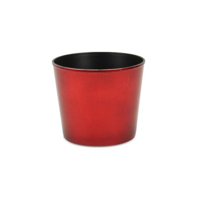 HomeRoots 6" Red Recycled Plastic Indoor Outdoor Round Pot Planter