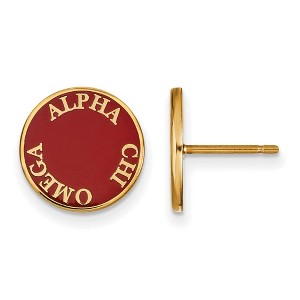 Black Bow Jewelry 14k Yellow Gold Plated Sterling Silver Alpha Chi Omega Greek Life Stud Earrings - 1 of 3