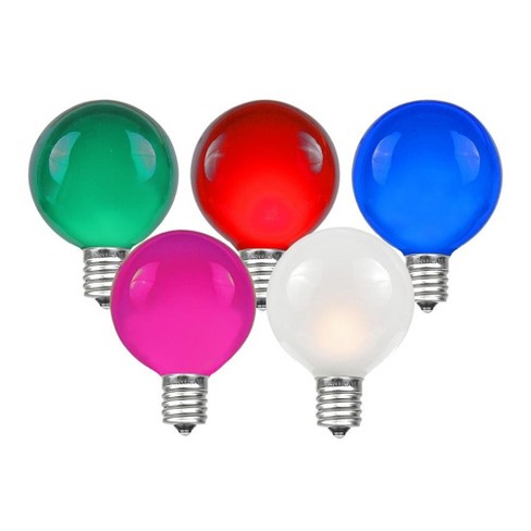 Novelty Lights Multicolored G40 Globe Hanging Outdoor String Light  Replacement Bulbs E12 Candelabra Base 5 Watt : Target