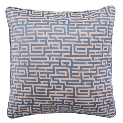 Basma Pillow - Blue/Tan - 20" X 20"  - Safavieh