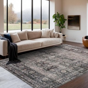 GustoWave Various sizes Vintage Green Camel Floral Washable Area Rugs for Bedroom, Living Room, Soft Low Pile - 1 of 4