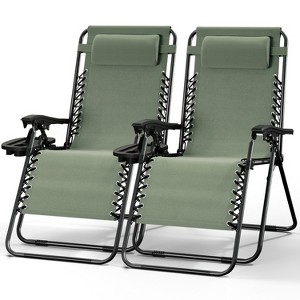 Nestl Zero Gravity Chairs Set of 2, Reclining Camping Chair, Folding Outdoor Chair with Pillow & Cup Holder Tray - 1 of 4