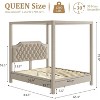Canopy Bed Frame - Upholstered Headboard, 4-Poster Design, No Box Spring Needed, Wood Slat Support - 2 of 4