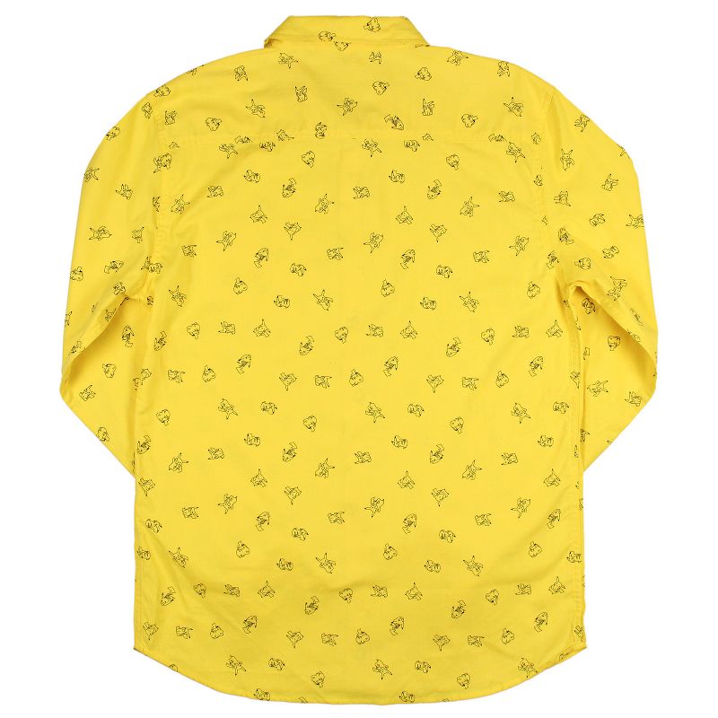 Nintendo Pokemon Pikachu Adult Button Down Long Sleeve Yellow Shirt, 4 of 6