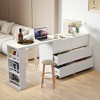 Ridstar 39.37 in. W Modern Corner L Shaped Computer Desk with Drawers & Reversible Storage Cabinet for Home Office-White - 2 of 4