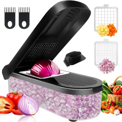 Attop Multifunctional Food Chopper - Onion, Vegetable Slicer Dicer Cutter, Potato Cutter - Veggie Chopper with Container (4 in 1, Black)