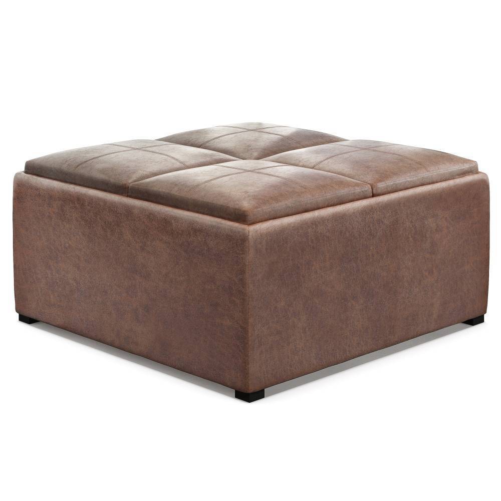 Photos - Pouffe / Bench 35" Franklin Square Coffee Table Storage Ottoman Distressed Brown - Wynden