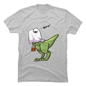 Men's Design By Humans Halloween Ghost Dinosaur By whynot007 T-Shirt - 1 of 4