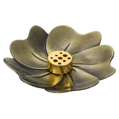 Unique Bargains Zinc Alloy Lightweight Portable Textured Surface Incense Holder Copper 2 Pcs