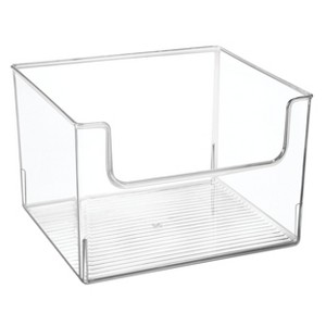 mDesign Plastic Household Storage Organizer Bins with Open Front, 4 Pack, Clear - 1 of 4