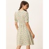 INSPIRE CHIC Women's Vintage Floral Peter Pan Collar High Waist Puff Sleeve A-line Midi Dress - 4 of 4