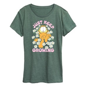 Women's - Garfield - Garfield Flowers Keep Growing Short Sleeve Graphic T-Shirt - 1 of 4