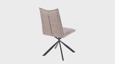 Taupe Faux Leather Upholstered Side Chair with Black Metal Legs