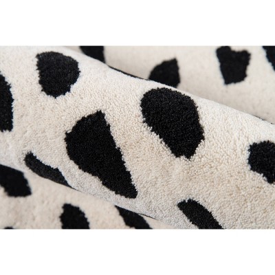 Ivory and Black Geometric Wool Runner Rug 2'3" x 8'