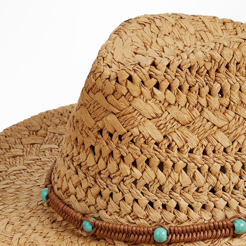 Women's Faux Turquoise Band Straw Hat - Cupshe, 3 of 6