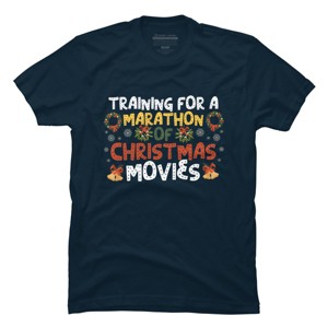 Men's Design By Humans Training For A Marathon Of Christmas Movies By Thingsandthings T-Shirt - 1 of 4