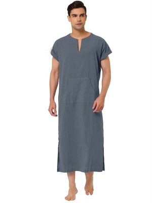 cheibear Women's Sleepshirt Nightshirt 3/4 Sleeve Nightgown Sleep Shirt  Dress Gray Small