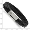 Black Bow Jewelry 12mm Stainless Steel Black Braided Leather Bracelet, 8.5 Inch - 4 of 4