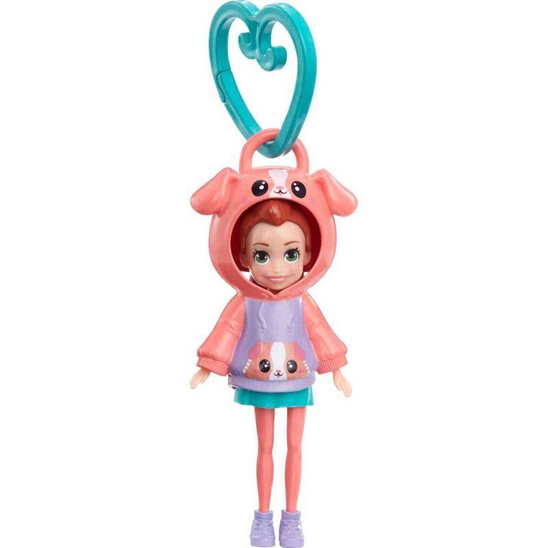 Polly Pocket Friend Clips Lila Doll with Puppy Hoodie and Teal Heart-Shaped Clip, 3 of 6