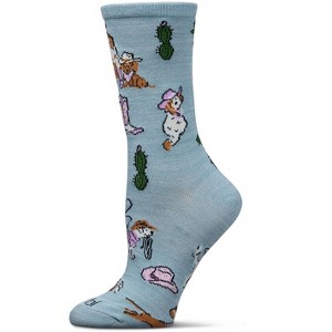 Memoi Women's Rodeodogs Rayon From Bamboo Crew Socks Dusty Teal 9-11 - 1 of 2