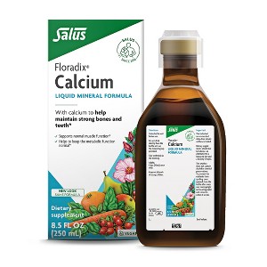 Floradix Calcium Liquid Supplement - Supports Strong Bones & Teeth with Calcium Gluconate & Calcium Lactate - Vegan, Non-GMO - 8.5 fl oz - 1 of 4