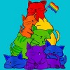Adult Design By Humans Cat Pile Rainbow Pride Flag By ACEGlobal T-Shirt - 2 of 2