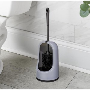 Home Mart Goods Grey Plastic Toilet Bowl Brush with Holder - Pack of 2 - 1 of 4