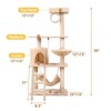 Kumasinova 55" Cat Tree with 2 Hammocks,Cat Tower with Scratching Post,Multi-Level Cat Climbing Tower with Staircase,Cat Trees with Cat House,Cream - 2 of 4